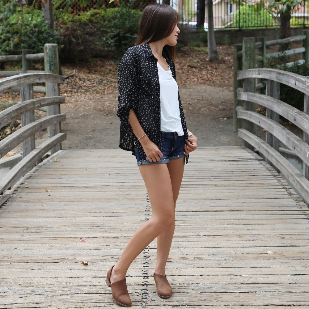New Brown Cognac Cutout Ankle Boots - Picture 5 of 5